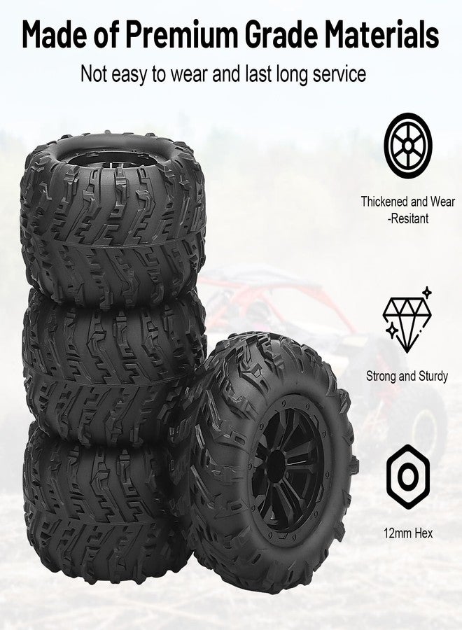 daitoku 12mm Hex Hub RC Wheels and Tires, daitoku 1/16 RC Tires RC Car Wheels for SCY, MJX, WL, HBX 1/16 1/14 RC Cars - Image 2
